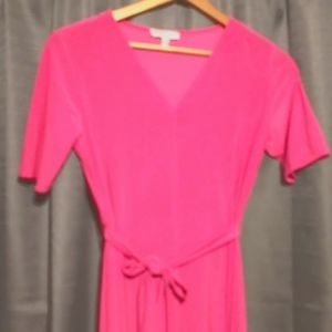 A Chaus New York midi length hot pink dress.